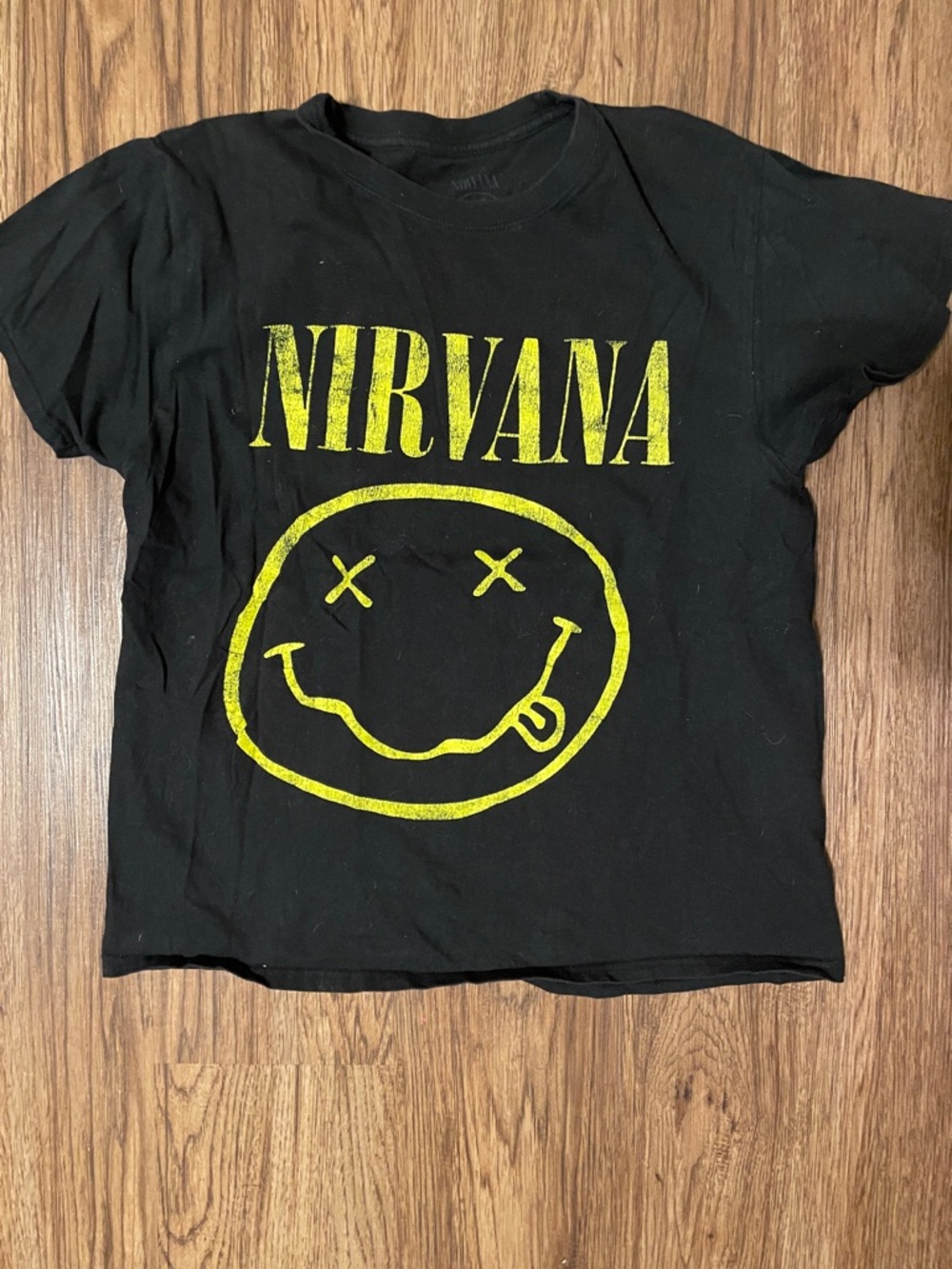 NIRVANA Black Kids Tee with Yellow Smiley Logo